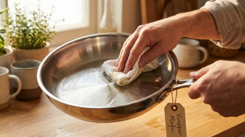 ontdek de geheime keukenhack van huisvrouwen: waarom ze hun koekenpan voor het bakken altijd inwrijven met azijn voor een betere smaak en langere levensduur.