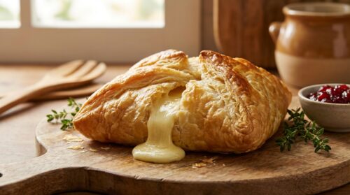 geniet van heerlijke camembert in knapperig bladerdeeg, eenvoudig te bereiden en perfect voor elke gelegenheid.